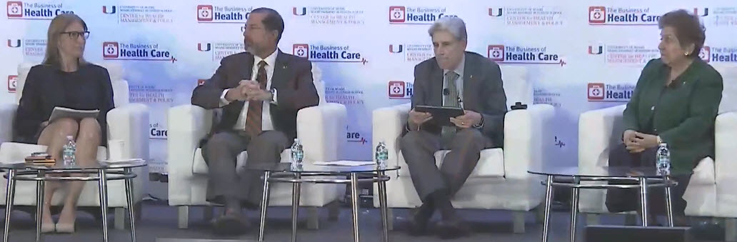 Left to right: Dr. Mortensen, Mr. Azar, Dr. Frenk and Dr. Shalala